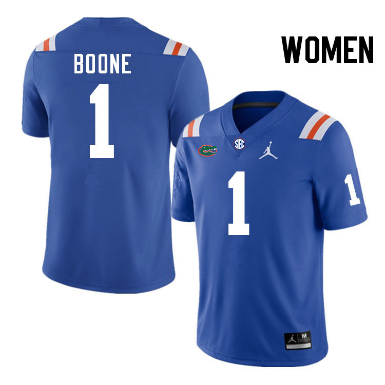 Women #1 Justus Boone Florida Gators College Football Jerseys Stitched-Throwback